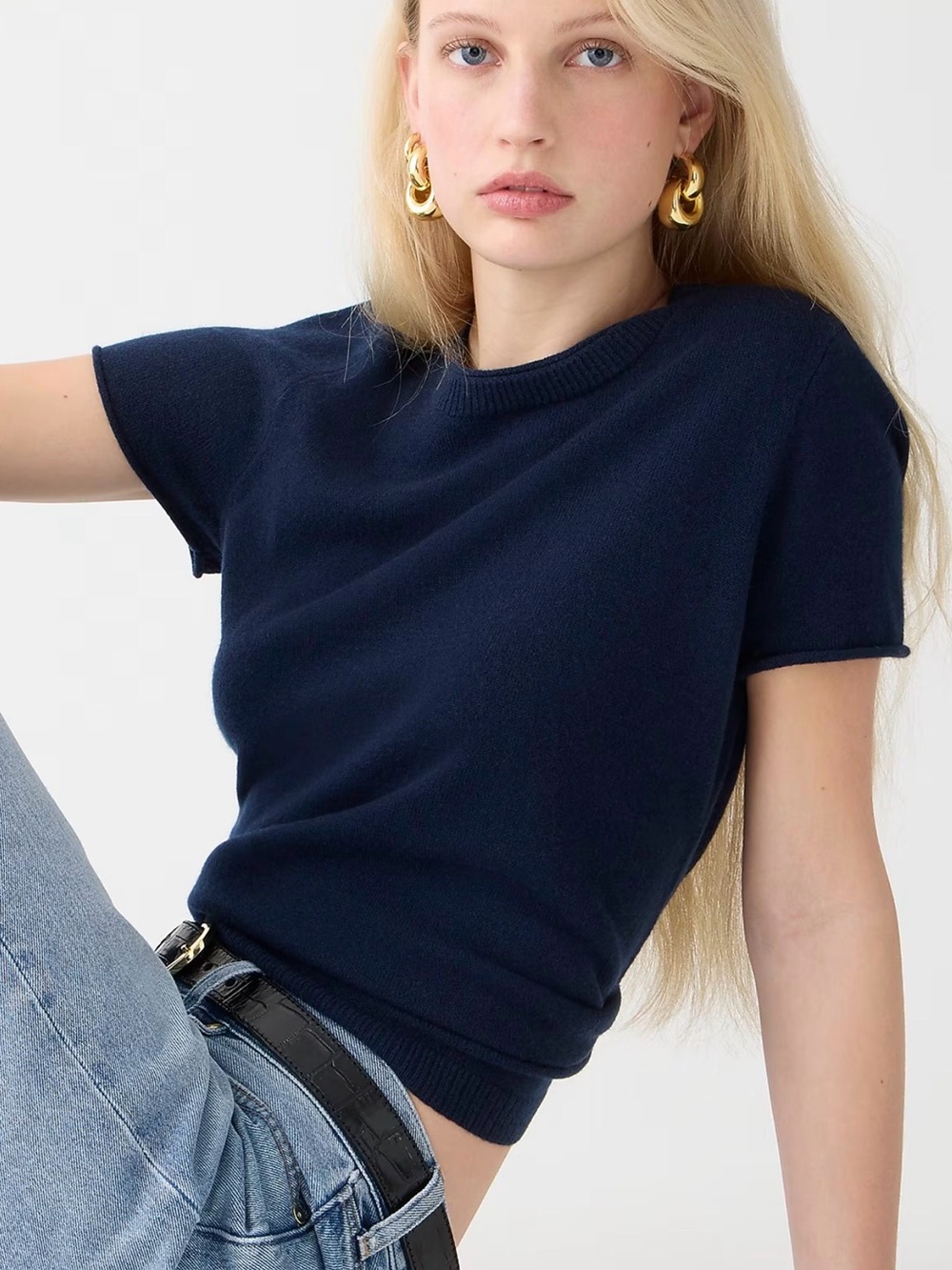 J. Crew Navy Cashmere Crewneck Top
